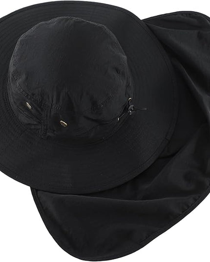 Home Prefer UPF50 Mens Sun Hat with Neck Flap Quick Dry UV Protection Cap Womens Wide Brim Fishing Hat Neck Flap Beach Garden