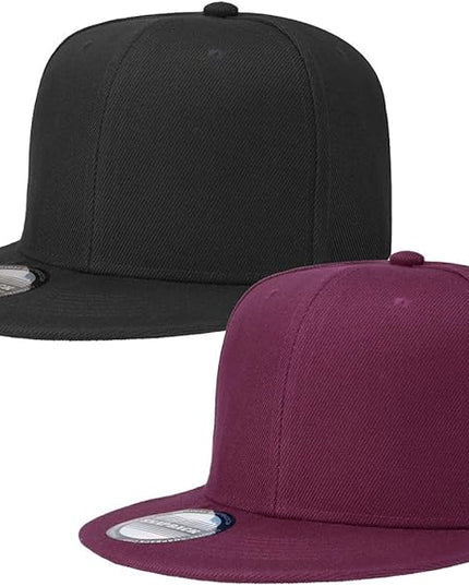 Classic Snapback Hat Cap Hip Hop Style Flat Bill Blank Solid Color Adjustable Size