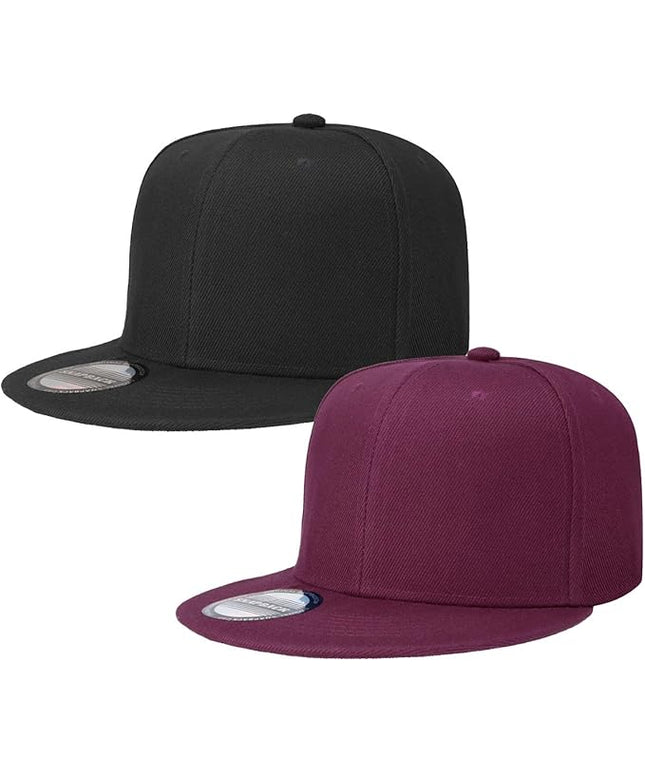 Classic Snapback Hat Cap Hip Hop Style Flat Bill Blank Solid Color Adjustable Size