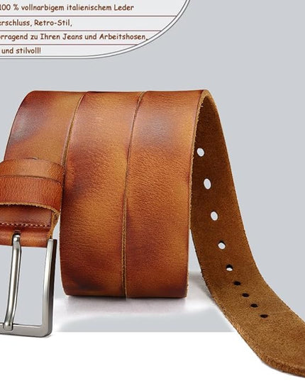 DOOPAI Men's Genuine Leather Casual Belt -Full Grain Leather Belt for Men- 1.5" Handmade Jeans Belt with Gift Box