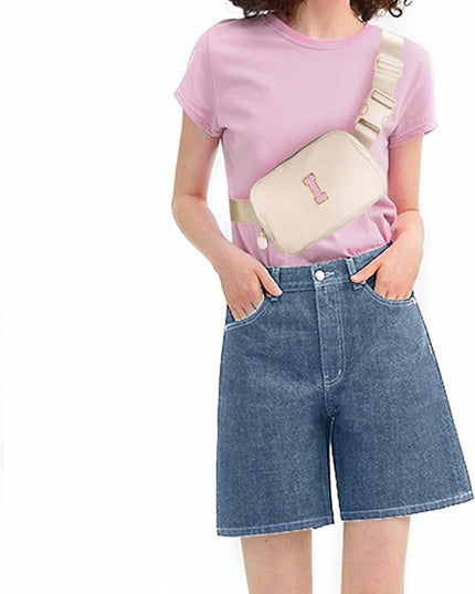 Uygafly Personalized Belt Bag for Women Girls - Fashion Mini Waist Packs with Adjustable Strap - Trendy Travel Fanny Pack Crossbody Bags with Initial Letter - Teen Gifts | Cream,I