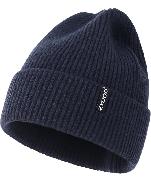 Zylioo Oversize Beanie Hats, XXL Big Size Ribbed Knit Cuffed Winter Hat for Cold Weather, Warm Skull Watch Cap