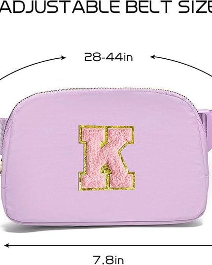 Gitus Initial Belt Bag Fanny Pack Crossbody Bag for Girls Birthday Gifts Age 8-10 Teen Girl Gifts Trend Stuff Personalized Letter Gifts for Daughter Sister (Lavender-K)