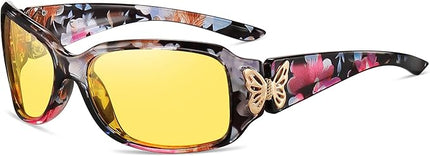 HAOLOTA Women's Polarized Sunglasses - Fashionable Wraparound Butterfly Design with UV400 Protection