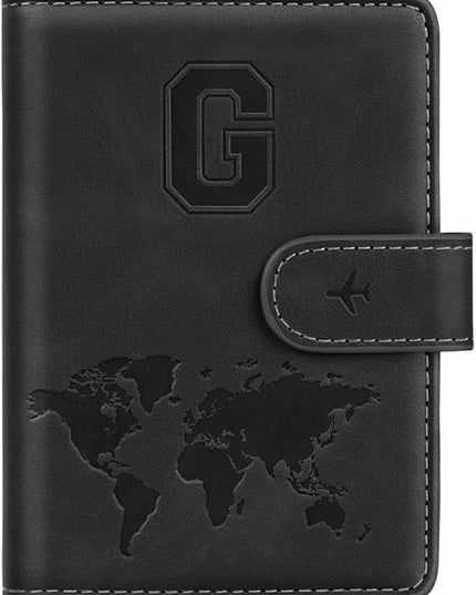 Passport Holder Wallet Cover Personalized Letter A-Z Travel Wallet RFID Blocking Passport Cover Wallet Case for Travel Passport Book Holders for Women and Men, Black-G