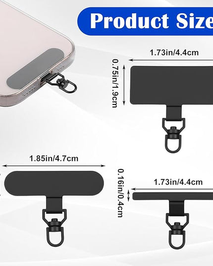 Sibba Phone Lanyard Patch Set 6 PCS Heavy Duty Metal Phones Tether Tabs with 44lbs Load Capacity Ultra-Thin Cellphone Tether Tab for Phone Lanyard Universal for i Phones Android Full Cases Black Gold