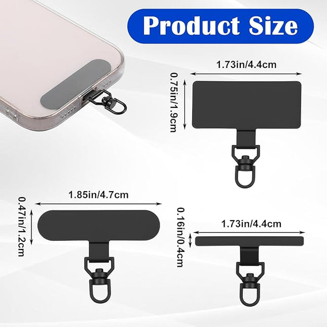 Sibba Phone Lanyard Patch Set 6 PCS Heavy Duty Metal Phones Tether Tabs with 44lbs Load Capacity Ultra-Thin Cellphone Tether Tab for Phone Lanyard Universal for i Phones Android Full Cases Black Gold