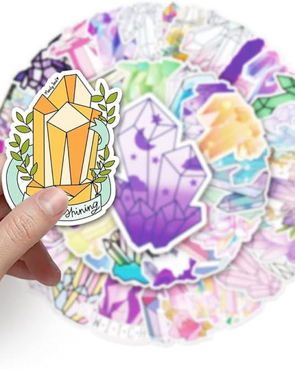 Unique Crystal Vinyl Stickers, 50 PCS Waterproof Gemstone Decals for Laptops, Scrapbooking, Notebooks, Water Bottles, Suitcases, Phones & DIY Decor