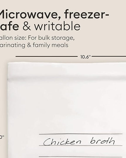Vove Compostable Gallon Bags 30 Ct – PFAS-Free, BPI Certified, Freezer Safe with Airtight Seal for Meal Prep & Bulk Storage, Plant-Based