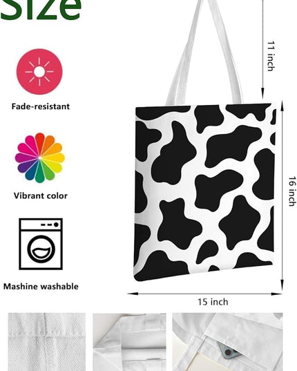 AUSVKAI Canvas Tote Bag Aesthetic for Women, Cute Reusable Cloth Cotton Bags for College Shopping Beach Grocery Trendy Gifts