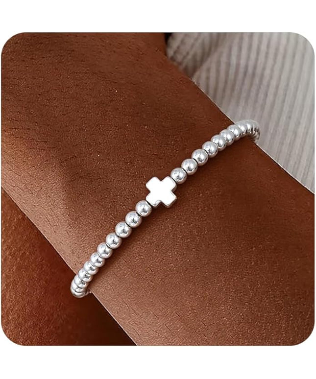 Gold Bracelets for Women 14K Gold Beaded Bracelets Stackable Bracelets for Women Gold Charm Bracelet Non Tarnish Gold Jewelry for Women Trendy
