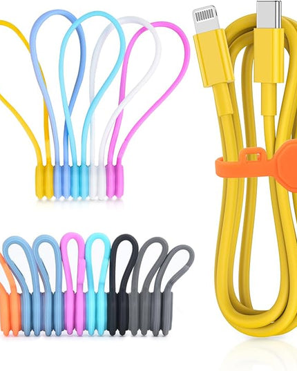 13 PCS Silicone Magnetic Cable Ties, Cable Clips Cord Organizer [1S] Management Cable Cords, Reusable Magnet Cable Organizer, Phone Cord Holder for Organizing, Bookmark Whiteboard Fridge Magnets etc