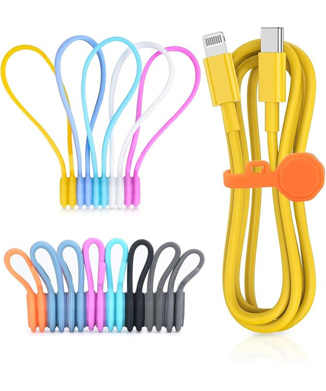 13 PCS Silicone Magnetic Cable Ties, Cable Clips Cord Organizer [1S] Management Cable Cords, Reusable Magnet Cable Organizer, Phone Cord Holder for Organizing, Bookmark Whiteboard Fridge Magnets etc