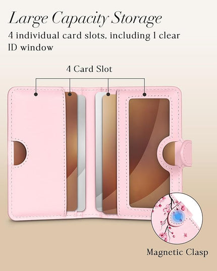 Shorogyt for Magnetic Phone Wallet Compatible with Magsafe Card Holder -Cute Luxury Slim Leather Mag Wallets for Women Fit 4 Cards,for iPhone 17/16/15/14/13/12 Series for Apple RFID Magnet, Blossom
