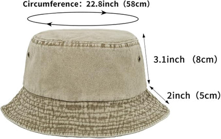 kozinu Washed Cotton Bucket Hats Packable Summer Outdoor Cap Travel Beach Sun Hat Plain Colors for Men Women