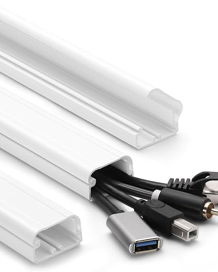 39in Cord Covers for Wires on Wall, YCLYC Wall Cord Cover, Large TV Cable Hider Wall Kit, White TV Cord Hider for Wall Mounted TV, Electrical Cable Raceway Cord Organizer, 3 X L13in W1.2 H0.7