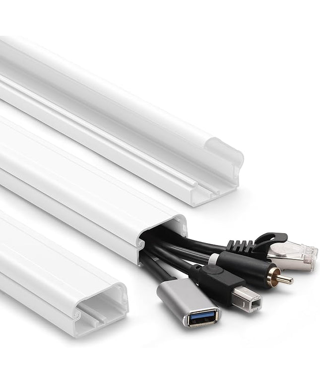39in Cord Covers for Wires on Wall, YCLYC Wall Cord Cover, Large TV Cable Hider Wall Kit, White TV Cord Hider for Wall Mounted TV, Electrical Cable Raceway Cord Organizer, 3 X L13in W1.2 H0.7
