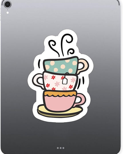 (1PC) Coffee Cups Stacked Sticker for Phone Tablet Laptop Car Truck Window | 4" Sticker