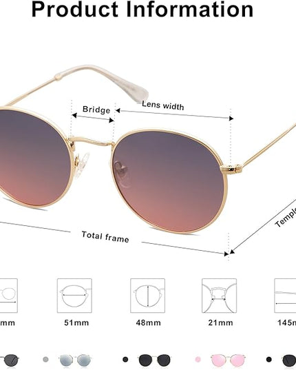 SOJOS Small Round Polarized Sunglasses for Women Men Classic Vintage Retro Shades UV400 SJ1014