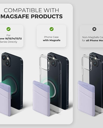 VULKIT Magnetic Phone Wallet for MagSafe- RFID Blocking - Card Holder Wallet for iPhone 16/15/14/13/12 Series & Phone Case with MagSafe