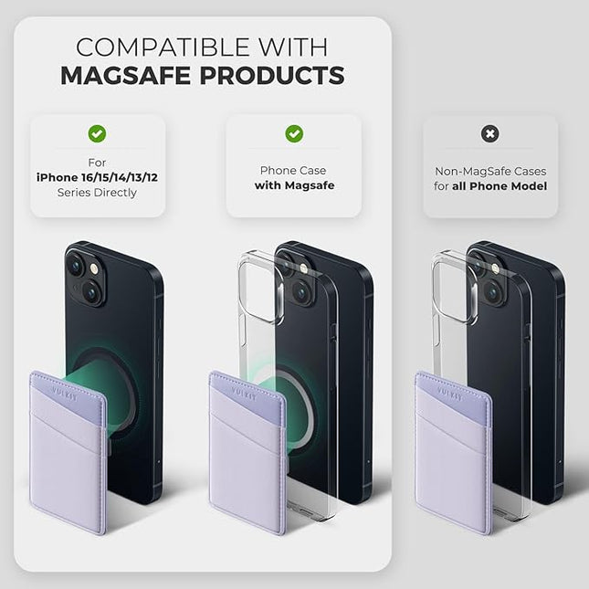 VULKIT Magnetic Phone Wallet for MagSafe- RFID Blocking - Card Holder Wallet for iPhone 16/15/14/13/12 Series & Phone Case with MagSafe