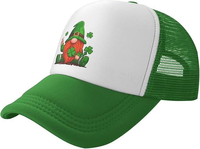 St Patricks Day Lucky Shamrock Hat, Green Clover Baseball Cap for Men Women,Fashion Adjustable Mesh Trucker Hat