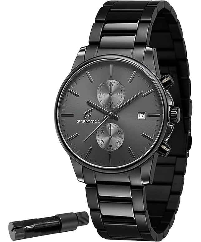 Stylish Stainless Steel Chronograph Watches for Men with a Hefty, Solid-Build Feel — Waterproof Quartz Mens Watches with Auto Date & Second Subdials, Valentines Day Gifts for Him, Boyfriend, Husband, Dad