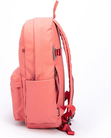 INUK Geometric Stripe Laptop Backpack, 13 Inch Water Resistant Backpack for College & Work, Recycled Travel Daypack Made from 24 Plastic Bottles, with Hidden Pocket & Luggage Strap, Deep Magenta