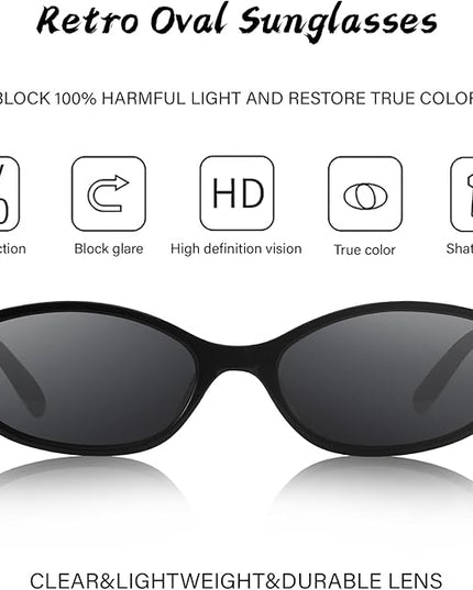 Retro Oval Cat Eye Sunglasses for Women Y2k Designer Trendy Narrow Shades UV protection Sun Glasses