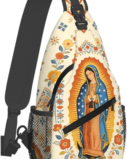 Our Lady of Guadalupe Sling Bag Crossbody Bags Clovers Chest Bag for Travel Hiking for Men Women Virgin Marys 3