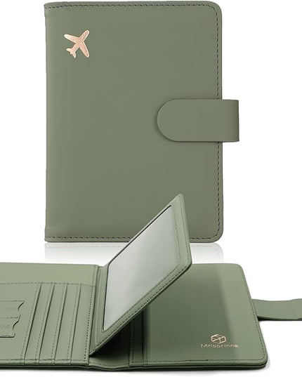 Melsbrinna Rfid Passport Holder for Travel women/Men, Cute Passport Wallet Rfid Blocking Card Slots, Rfid Passport Cover/CaseTravel Wallet, Passport Book Holder (1, Green)