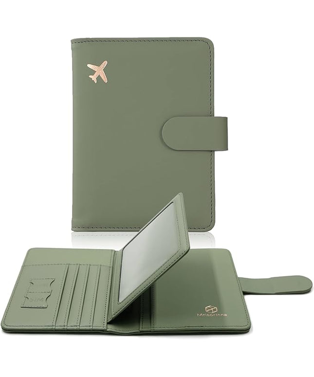 Melsbrinna Rfid Passport Holder for Travel women/Men, Cute Passport Wallet Rfid Blocking Card Slots, Rfid Passport Cover/CaseTravel Wallet, Passport Book Holder (1, Green)