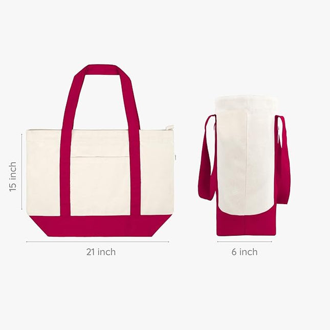 Eco Right Canvas Tote Bag for Women with Zip & Inner Pocket, 100% Organic Cotton Tote Bags for Men, Shopping, Beach