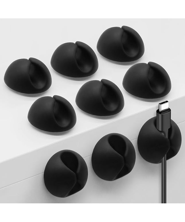 Cable Clips Phone Cord Holder, Charger Cord Organizer, Cable Management Clips for Nightstand, Car, Office, Black 9 PCS