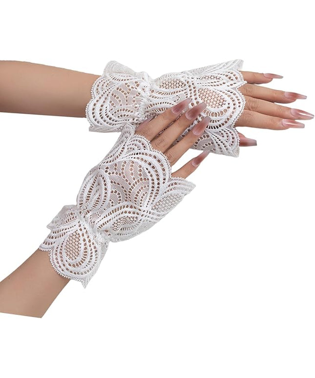 Elegant Lace Flower Gloves Detachable Cuff Sleeves Hand Wear Accessory for Women Fashion Layering Formal Outfit