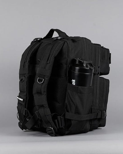 WOLFpak 35L Athletic Gym Backpack - Durable 1000D Waterproof Oxford Material with MOLLE Webbing, Laptop Pocket & Dual Cup Holders, Durable Fitness/Travel/Military Daypack (Alpha Black)