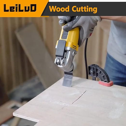 LEILUO 110 Pcs Oscillating Tool Blades Extra Long & Wide Titanium Multitool Blades for Wood Metal Oscillating Saw Blade with Storage Bag Compatible with DeWalt Milwaukee Dremel Makita and More