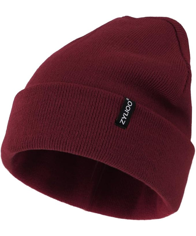 Zylioo Oversize Beanie Hats, XXL Big Size Ribbed Knit Cuffed Winter Hat for Cold Weather, Warm Skull Watch Cap
