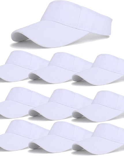 10 Pack Men Women Sun Visor Adjustable UV Protection Blank Sun Visor Hats Caps for Beach Pool Golf Tennis Sports