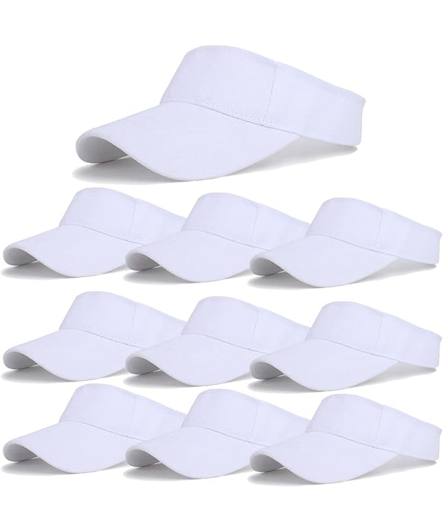 10 Pack Men Women Sun Visor Adjustable UV Protection Blank Sun Visor Hats Caps for Beach Pool Golf Tennis Sports