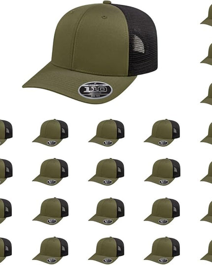 Cap America i8502 Flexfit 110 Premium Mid Profile 6-Panel Mesh Back Trucker Cap Hat w/UV Guard & Adjustable Snapback