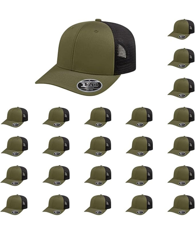 Cap America i8502 Flexfit 110 Premium Mid Profile 6-Panel Mesh Back Trucker Cap Hat w/UV Guard & Adjustable Snapback