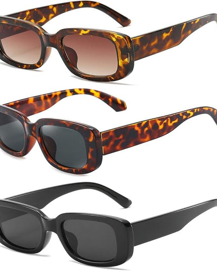 Dollger Rectangle Sunglasses for Women Men Trendy Retro Fashion Sunglasses UV 400 Protection Square Fram