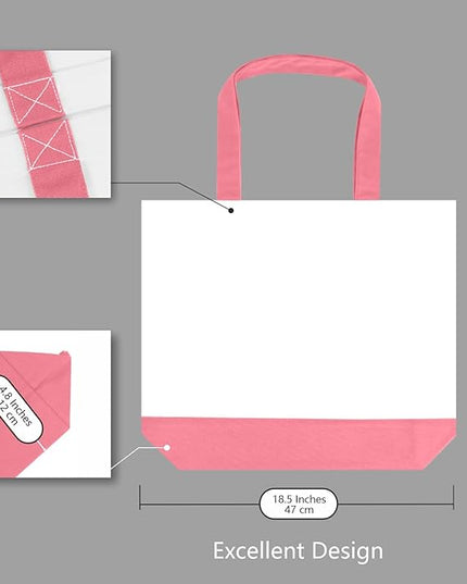 TOPDesign 3-Pack Super Strong Large 12oz Cotton Canvas Tote Bags, Reusable Grocery Shopping Cloth Bags, Fashionable Two-Tone Totes for Crafts, DIY Your Creative Designs