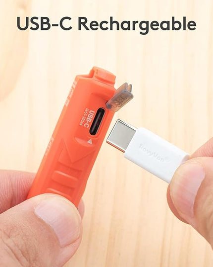 RovyVon A1 USB C Rechargeable Keychain Flashlight 650 Lumens Super Bright Outdoor Mini Keychain EDC Flashlights for Everyday Carry, Camping, Thanksgiving(Orange)