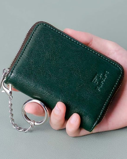 FurArt Zipper Wallet Women, RFID Blocking Credit Card Wallet, Business Card Holder, Compact Size KeyChain Wallet