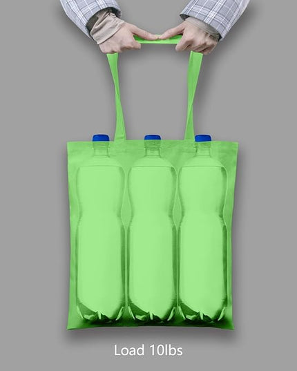 TOPDesign 12-Pack Economical 16"x15" Baby Green Cotton Tote Bags, Lightweight Medium Reusable Grocery Shopping Cloth Bags, Suitable for DIY, Advertising, Promotion, Gift, Activity