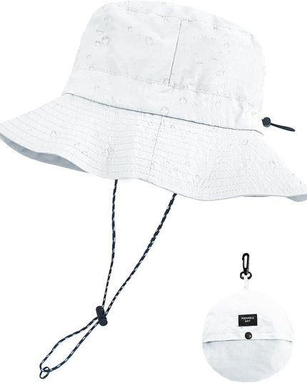PFFY Quick Dry Waterproof Packable Bucket Hat for Women Men Outdoor Sun Hats with Detachable Chin Strap