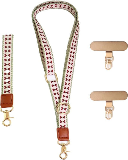 LEMEDE Phone Charm Lanyard, Gold Buckle Adjustable Crossbody and Wrist Strap with 2pcs 360-Degree Rotatable Phone Pad