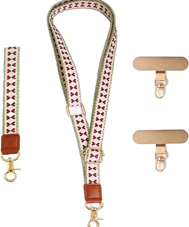 LEMEDE Phone Charm Lanyard, Gold Buckle Adjustable Crossbody and Wrist Strap with 2pcs 360-Degree Rotatable Phone Pad